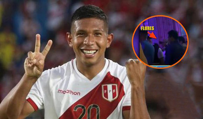 To the bitter end: footballer Edison Flores is caught at a nightclub in Miraflores.