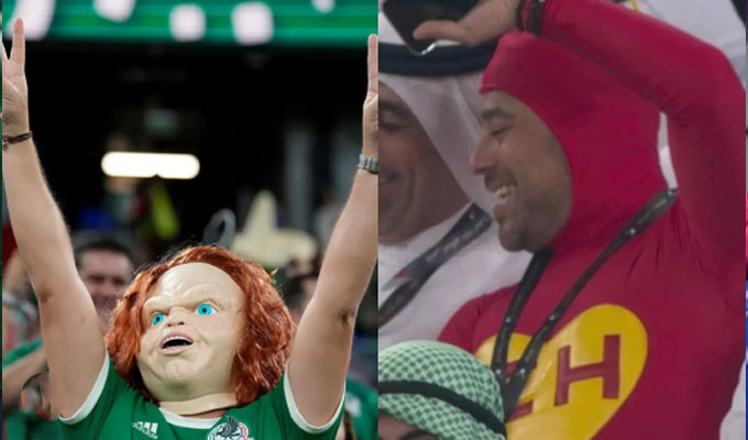 Disfraces del Chapulín Colorado y Chucky fueron los más usados por hinchas en partido México vs Polonia [FOTOS]