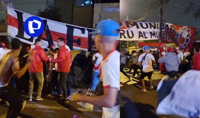 Peru vs. Brazil: fans engage in fight prior to flag-raising in front of the Peruvian national team hotel.