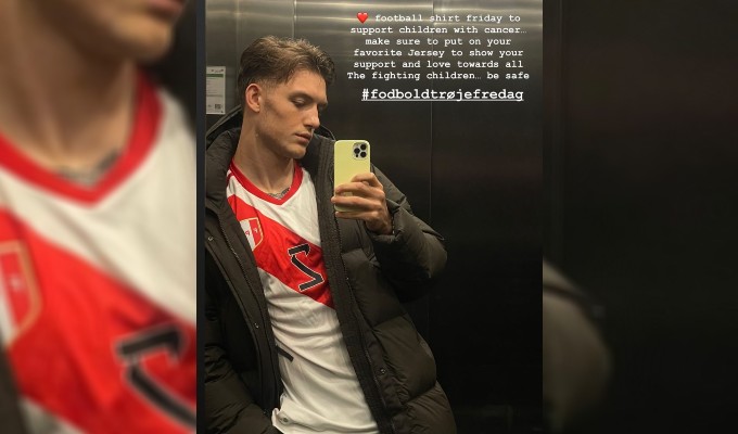 Oliver Sonne luce camiseta peruana en medio de una campaña contra el cáncer en Dinamarca