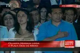Ollanta Humala se dirigió a sus simpatizantes llamando a la paz en la plaza Dos de Mayo
