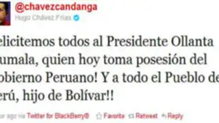 Hugo Chávez felicita a Ollanta Humala a través del Twitter por toma de mando