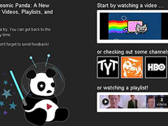 YouTube lanza nuevo diseño con imagen de “Cosmic Panda”