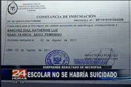 Certificado de necropsia desmiente suicidio de escolar en Breña