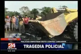 Dos policías murieron al chocar con un cargador frontal en carretera de la amazonia