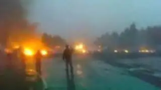 Bus interprovincial se incendió en Huacho 