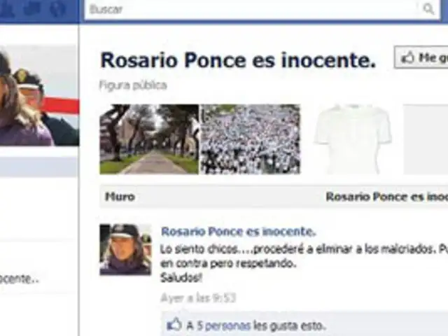 Crean cuentas en Facebook apoyando inocencia de Rosario Ponce 