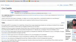 Biografía y cronología de la desaparición de Ciro Castillo ya está en Wikipedia