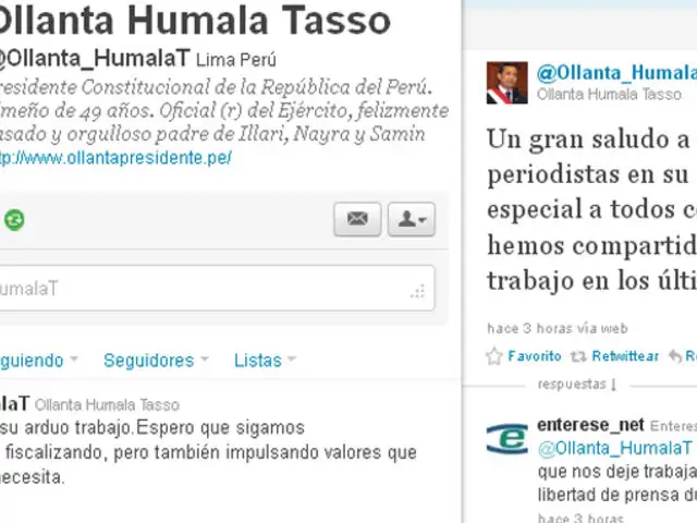 Presidente Humala envió saludo a los periodistas por su día