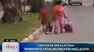 Chaclacayo: Unidad de transporte escolar choca contra automóvil particular