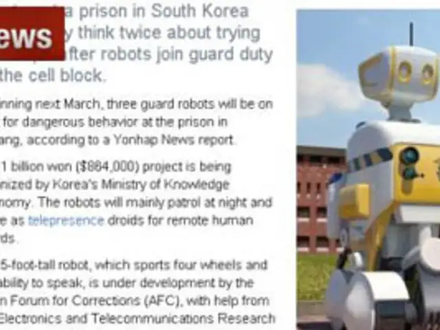 Robots ayudarán a vigilar presos en cárcel de Corea del Sur