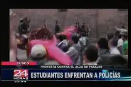 Universitarios protestan por alza de pasajes urbanos en Cusco 