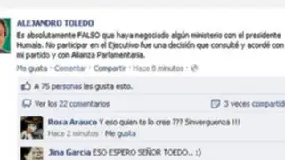 Alejandro Toledo: No he negociado ningún ministerio con Humala 