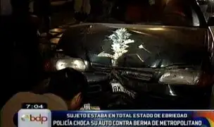 Supuesto policía choca su automóvil contra berma del Metropolitano