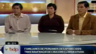 Padres de peruana desaparecida en naufragio de crucero claman ayuda