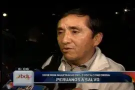 Peruanos sobrevivientes del naufragio del Costa Concordia retornaron al país