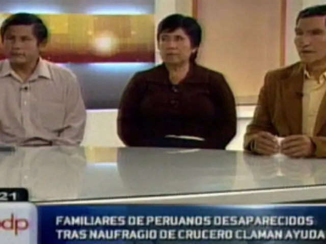 Padres de peruana desaparecida en naufragio de crucero claman ayuda