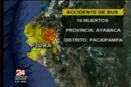 Al menos 16 muertos y 30 heridos deja volcadura de un bus en Piura