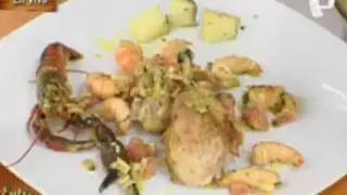 Cocina un práctico pollo con camarones