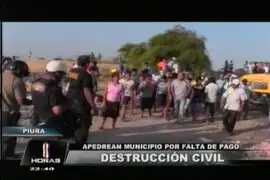 Piura: violentos desmanes protagonizaron obreros en las afueras de municipio
