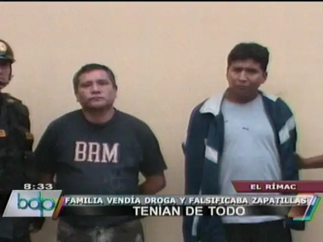 VIDEO: Familia comercializaba droga y falsificaba zapatillas en el Rímac