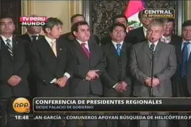 Presidentes regionales exhortan al diálogo en Cajamarca