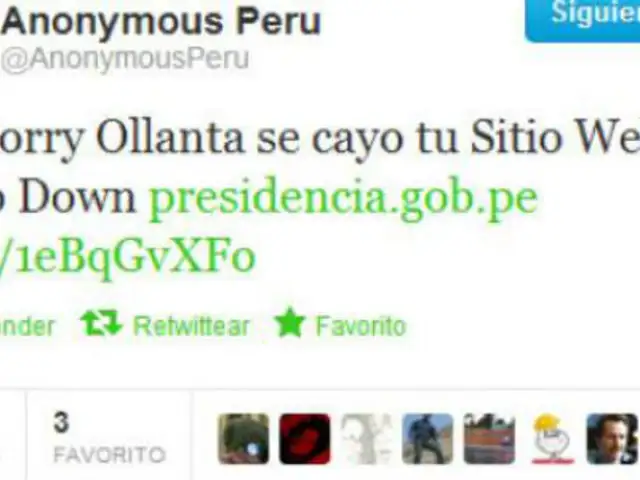 ‘Anonymous’ interviene en coyuntura política atacando web de Palacio