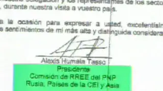 Exclusivo: carta que Alexis Humala presentó a embajador de Rusia