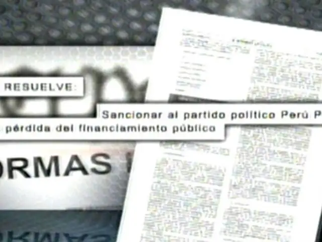 Onpe sanciona a partido Perú Posible por omitir información