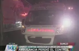 Choque de ambulancia con auto dejó un hombre herido en Surco