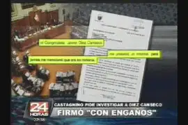 Castagnino pide investigar a Diez Canseco