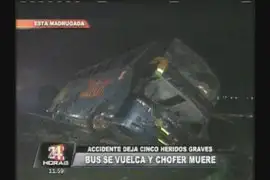 Bus vuelca dejando cinco heridos graves y el chofer muerto