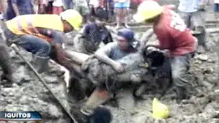 Iquitos: compañeros salvan a obrero sepultado en una zanja