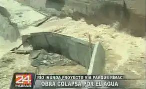 Colapsa muro de contención e inunda obra Vía Parque Rímac