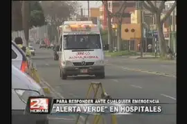 Para responder a emergencias hospitales permanecerán en alerta verde
