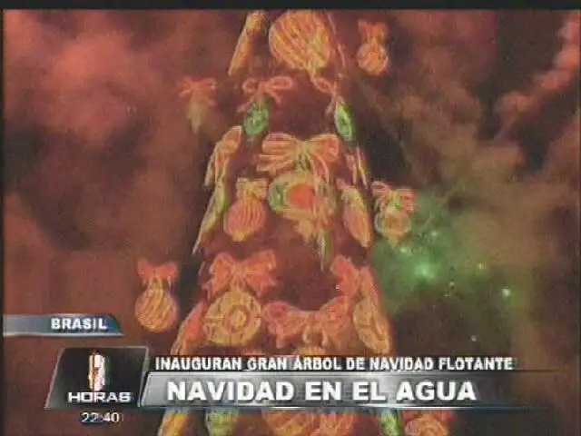 Brasil: Inauguran gran árbol de navidad flotante