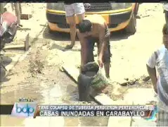 Carabayllo: tubería rota provocó inundación en ocho viviendas