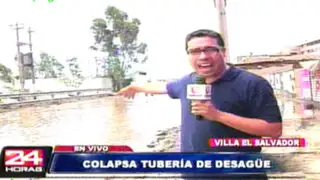 Villa el Salvador: Desagüe colapsa e inunda varias casas en la Panamericana