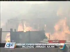 Voraz incendio arrasó varias viviendas en asentamiento humano del Callao