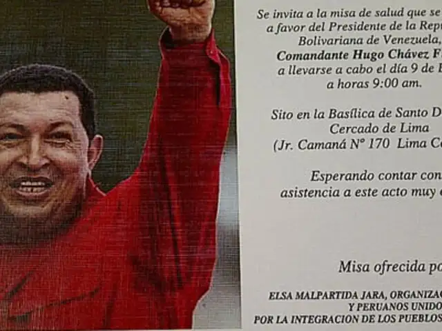 Elsa Malpartida organiza misa de salud en Lima por Hugo Chávez