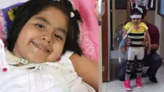 Tras largo tratamiento, niña Romina Cornejo ya puede ponerse de pie