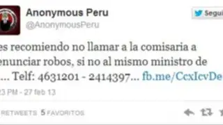 Anonymous Perú publica teléfonos privados de Ministro Pedraza