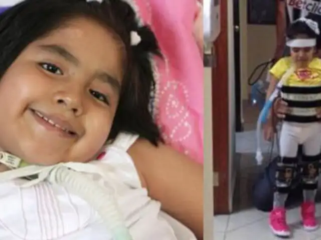 Tras largo tratamiento, niña Romina Cornejo ya puede ponerse de pie