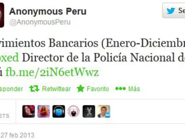 Anonymous Perú publica movimientos bancarios de Raúl Salazar