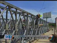 Puente Bailey en Av. Universitaria estará listo en seis días