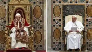 Papa Francisco recibió a diplomáticos en un modesto sillón de madera