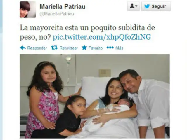 Mariella Patriau genera revuelo en Twitter por opinión sobre hija de Humala