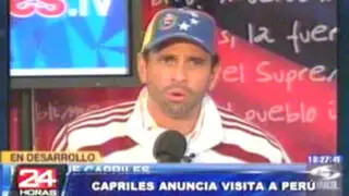 Capriles visitará Perú para “llevar la voz de la mayoría de venezolanos”