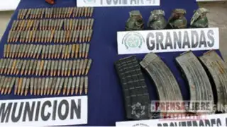 Policía Nacional presenta arsenal de guerra incautado en Manchay