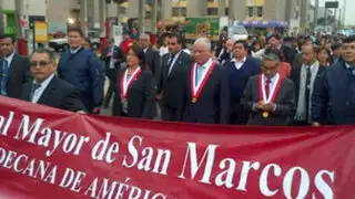 Centro de Lima: estudiantes de San Marcos marcharon contra ley universitaria